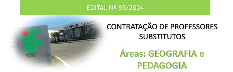 Contratação de Professor Substituto Área: Geografia / Pedagogia